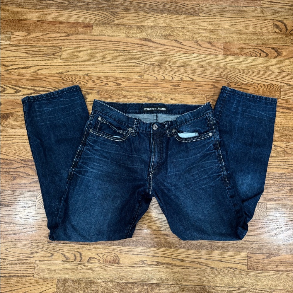 Express Blue Straight Jeans Classic Fit